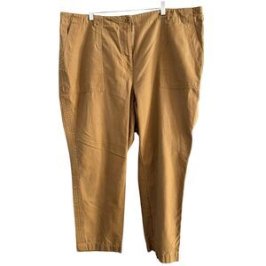 Talbots Slim Cargo Pants Tan Khaki Cotton Pockets Women’s Size 22W